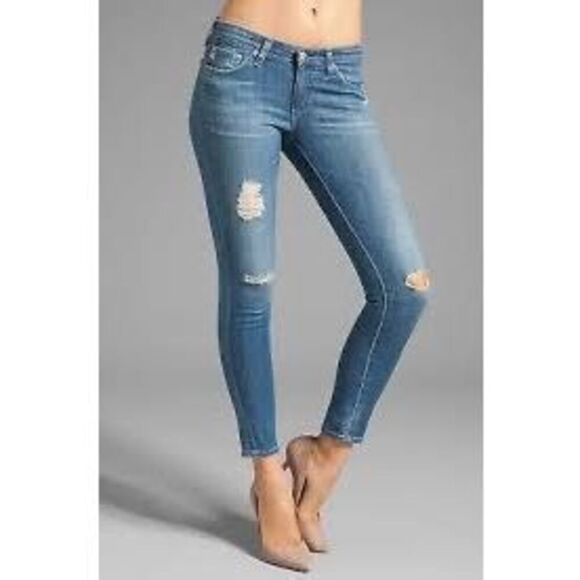 AG Legging‎ Ankle Super Skinny Ankle Jeans Distressed Blue Southgate Size 30 - Picture 15 of 15